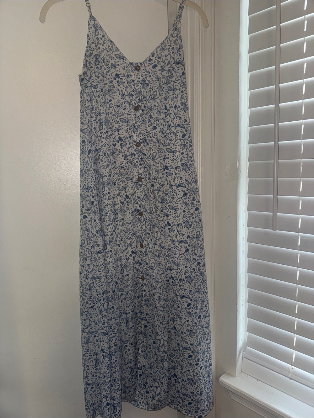 Sienna Sky Blue Floral Button-Front Maxi Dress